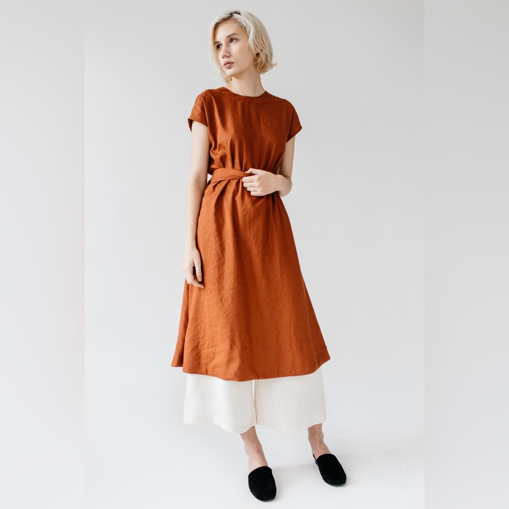 Lauren Winter Wrap Around Dress in Rust